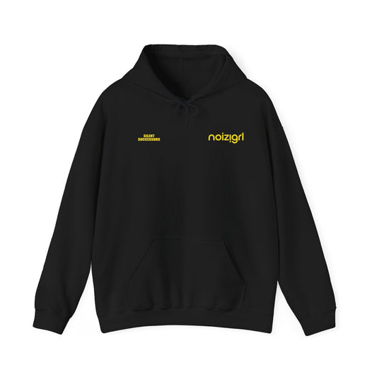 NOIZIGRL YELLOW ON BLACK LOGO HOODIE